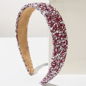Elegant Red and Silver Embellished Headband